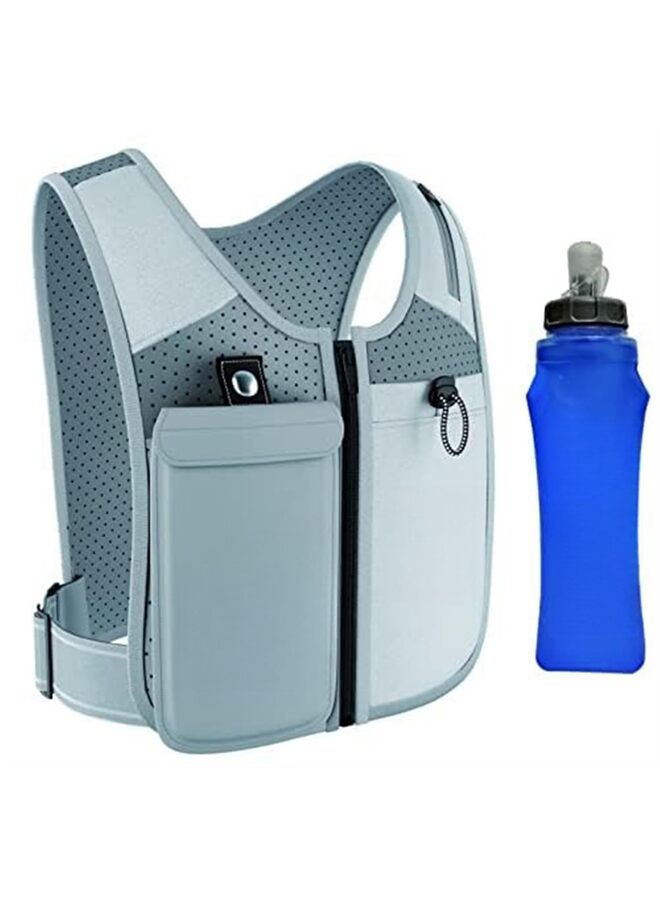 LAMAY Running Vest With Zip Reflective Design, 500ml Hydration Bottle, Adjustable Waistband & Breathable Material, Chest Pack Gear Holder (Black) - Image 1