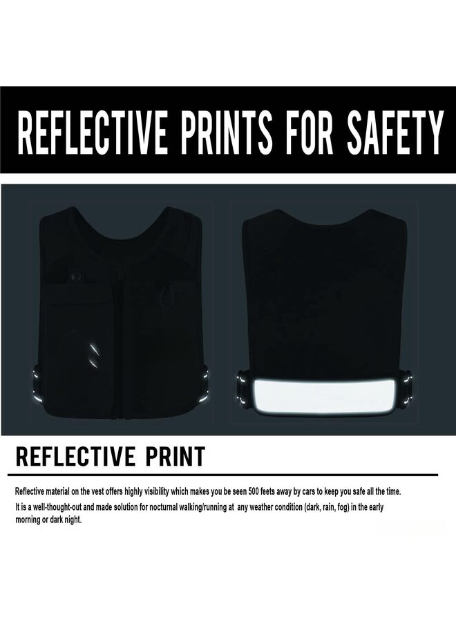 LAMAY Running Vest With Zip Reflective Design, 500ml Hydration Bottle, Adjustable Waistband & Breathable Material, Chest Pack Gear Holder (Black) - Image 4