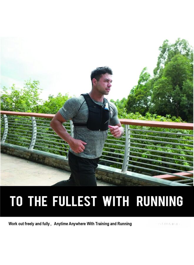 LAMAY Running Vest With Zip Reflective Design, 500ml Hydration Bottle, Adjustable Waistband & Breathable Material, Chest Pack Gear Holder (Black) - Image 3