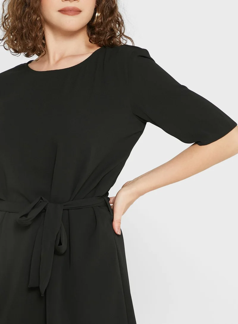 Jacqueline de Yong Round Neck Tie Detail Dress
