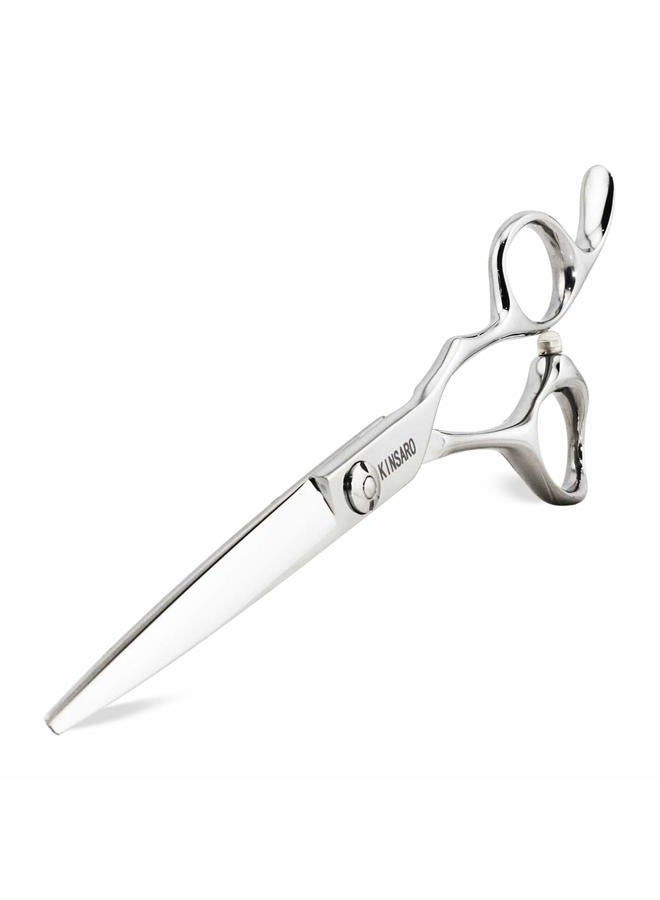 Kinsaro 6inch Hair Scissors Cutting Shears Japan 440C Silvery Barber Hair Scissors Convex Edge - Image 1