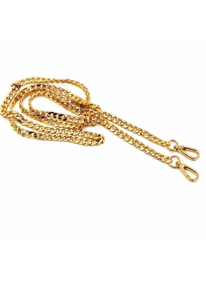 Model Worker DIY Iron Flat Chain Strap Handbag Chains Purse Chain Straps Shoulder Cross Body Replacement Straps with Metal Buckles (55", Gold) - Image 2