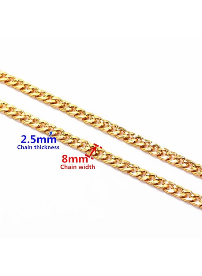 Model Worker DIY Iron Flat Chain Strap Handbag Chains Purse Chain Straps Shoulder Cross Body Replacement Straps with Metal Buckles (55", Gold) - Image 3