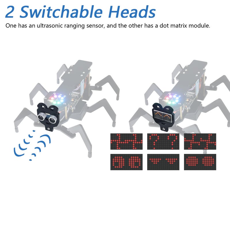 Freenove Robot Ant Kit (Compatible with Arduino IDE), Dot Matrix Expressions, Obstacle Avoidance, Wireless Control App, Ultrasonic Sensor Servo - Image 4