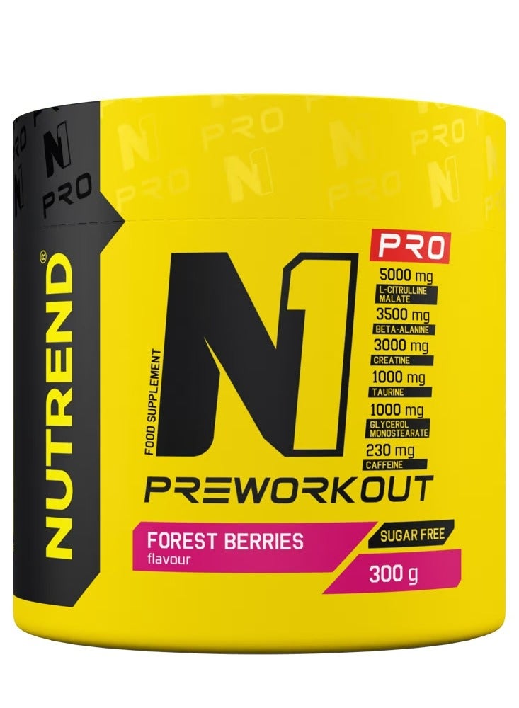 NUTREND N1 Pro Pre Workout Sugar Free 300 Grams, Forest Berries