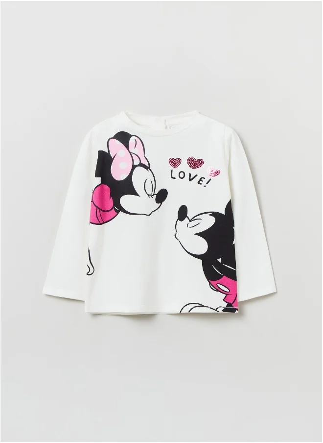 Ovs Disney Minnie and Mickey Mouse T-shirt with long sleeves