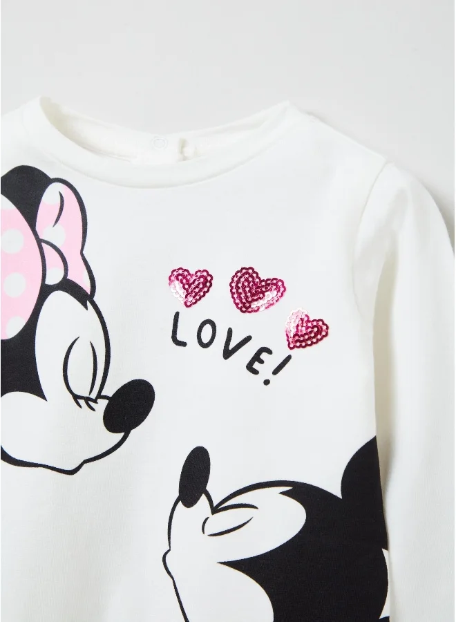 او في اس Disney Minnie and Mickey Mouse T-shirt with long sleeves