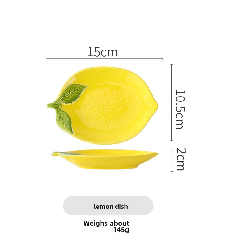 Cartoon cute lemon tableware household creative ceramic high-looking fruit plate salad dessert bowl plate combination(Lemon dish) - Image 1