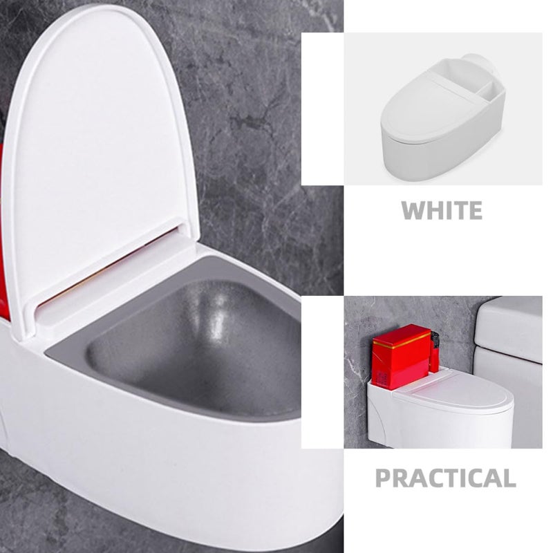 Toilet Shaped Ashtray With Lid Wall Mounted 3PCS Set Portable Ash Holder For Bathroom Office - Image 4