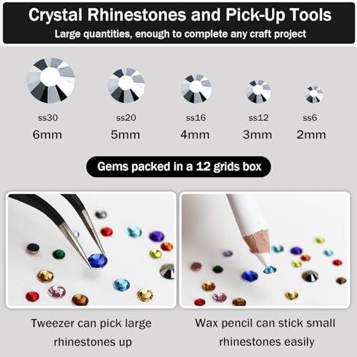 Towenm B7000 Glue with Mine Silver Rhinestones for Crafts Clothes Shoes Fabric, 4000PCS Flatback Rhinestone for Nails Face Tumblers, Glue Fix Gems Bejeweled Kit, Mixed 5 Sizes 2mm 3mm 4mm 5mm 6mm - Image 4