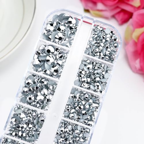 Towenm B7000 Glue with Mine Silver Rhinestones for Crafts Clothes Shoes Fabric, 4000PCS Flatback Rhinestone for Nails Face Tumblers, Glue Fix Gems Bejeweled Kit, Mixed 5 Sizes 2mm 3mm 4mm 5mm 6mm - Image 2
