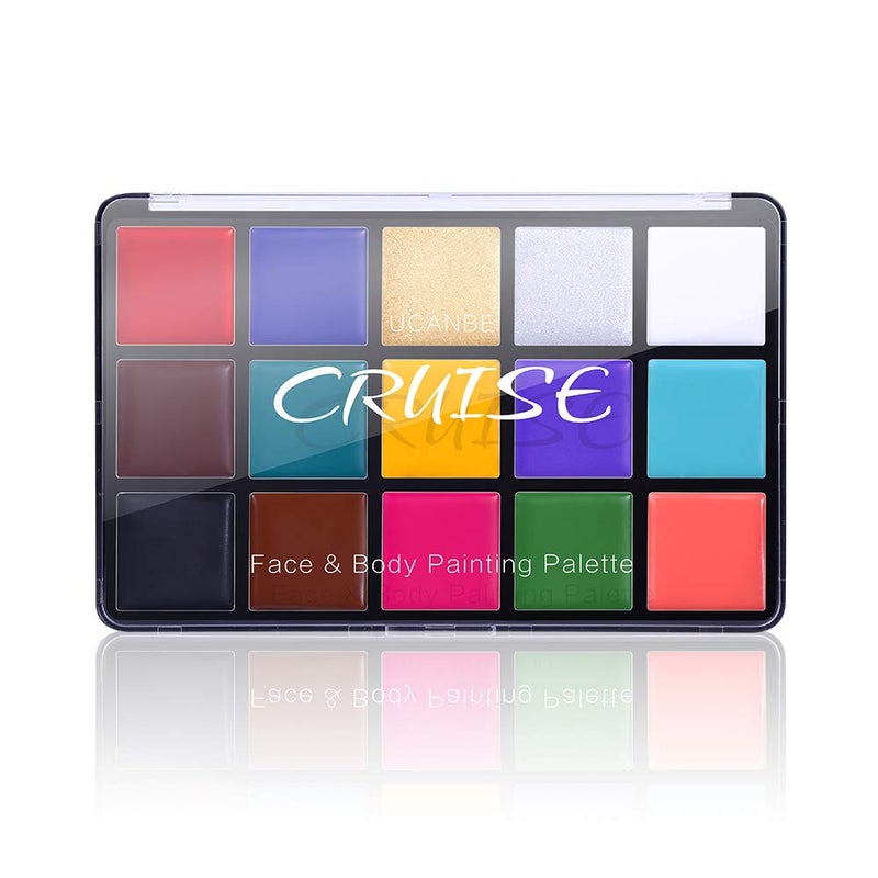 UCANBE Face Body Paint Oil, Professional 15 Colors FX Makeup Palette- Non Toxic Hypoallergenic Safe Facepaint for Halloween, Cosplay Costumes, Parties and Festivals - Image 1