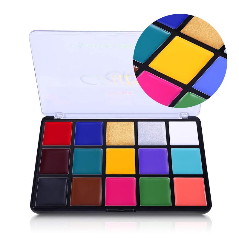 UCANBE Face Body Paint Oil, Professional 15 Colors FX Makeup Palette- Non Toxic Hypoallergenic Safe Facepaint for Halloween, Cosplay Costumes, Parties and Festivals - Image 2