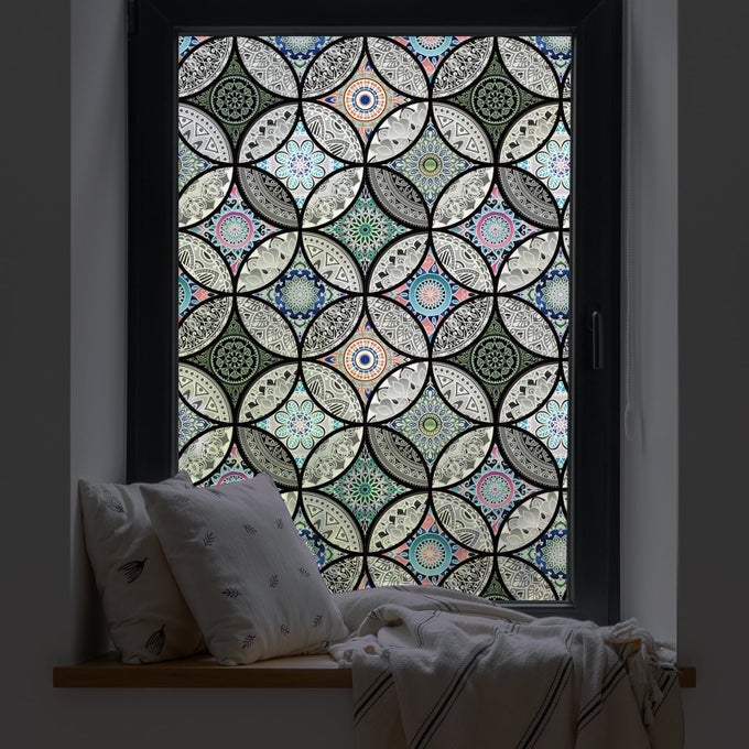 WINDOW FILM VINYL NON ADHESIVE PRIVACY FILMSTAINED GLASS WINDOW FILM FOR BATHROOM SHOWER DOOR HEAT COTROL ANTI UV 60X200CM
