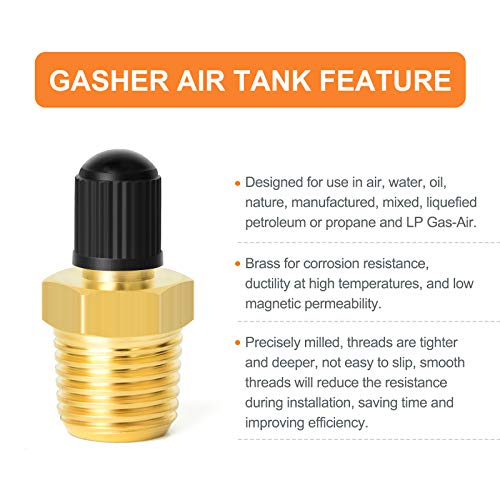GASHER 6PCS 1/4" NPT Tank Valve Anti-Corrosion Brass Schrader Valve with 1/4" Male NPT,Using with Air Compressor Tanks - Image 5