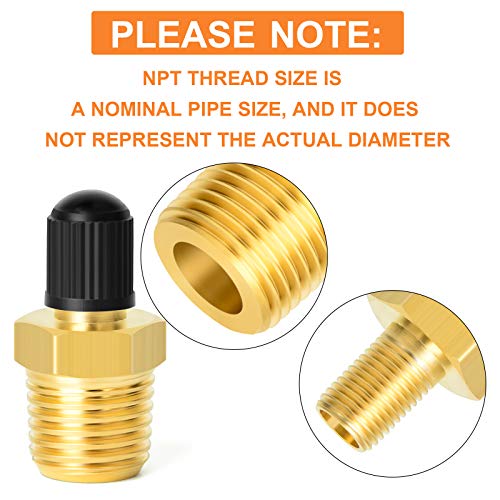 GASHER 6PCS 1/4" NPT Tank Valve Anti-Corrosion Brass Schrader Valve with 1/4" Male NPT,Using with Air Compressor Tanks - Image 3