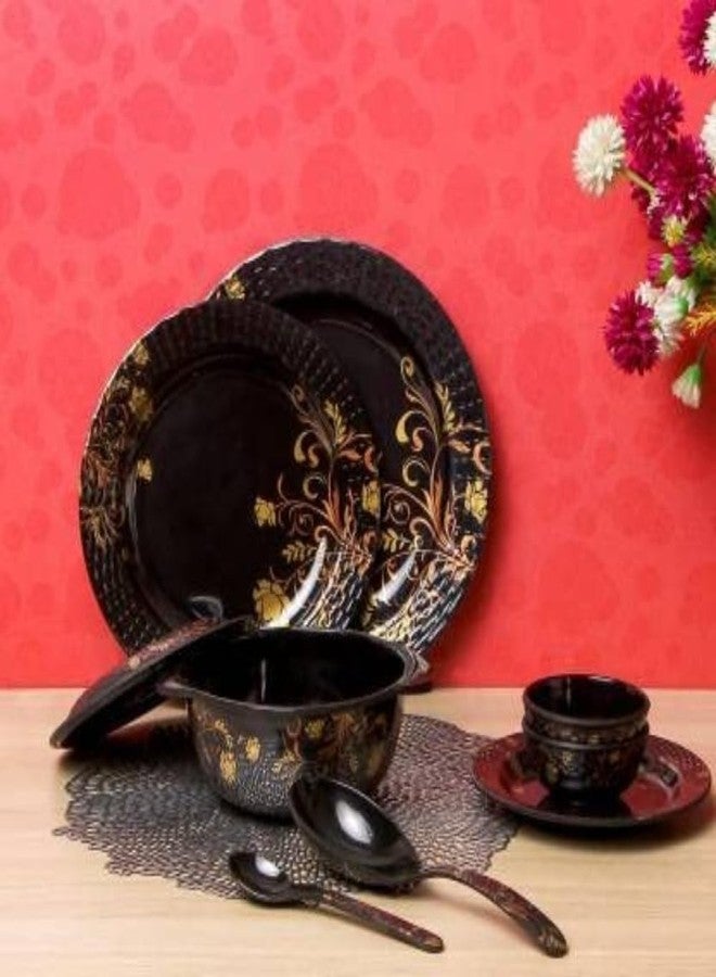 Drumstone (𝐒𝐩𝐞𝐜𝐢𝐚𝐥 𝐁𝐮𝐲 𝟏 𝐆𝐞𝐭 𝟏 𝐰𝐢𝐭𝐡 𝟏𝟎 𝐘𝐞𝐚𝐫𝐬 𝐖𝐚𝐫𝐫𝐚𝐧𝐭𝐲) 40-Piece Melamine Lotus Dinnerware Set | Lightweight, Heatproof & Eco-Friendly Plates & Bowls | Ideal for Home - Image 3