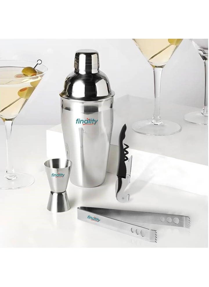 FINALITY finality Bar Set Cocktail Shaker Peg Measurer Ice Tong Cork Screw Stainless Steel Dishwasher Safe Smooth Edges Ideal for Gifting Leakproof Builtin Filter Bartender Kit for Home  - Image 1