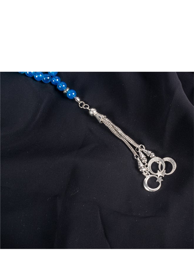 ذا بلاك بيرل اكسسوريز سبحة من حجر المرمر  الأزرق  من 33 حبة - Image 2