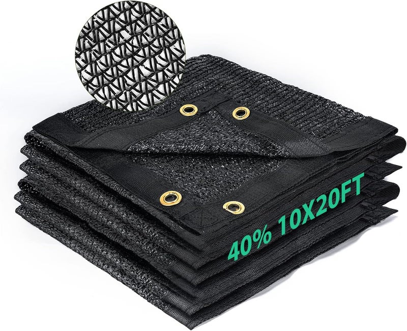 Kesfitt Garden 40% Shade Cloth, Resistant Sun Shade Net 10x20FT Mesh Tarp with HDPE Material and Reinforced Grommets Shade Trap for Greenhouse, Plant, Pergola, and Backyard Patio Sunshade - Image 1
