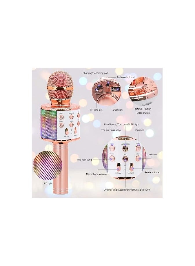 ميكروفون كاريوكي لاسلكي من مادون، مكبر صوت محمول بالبلوتوث، مشغل حفلات منزلية، هدية عيد الميلاد للأطفال (وردي) - Image 3