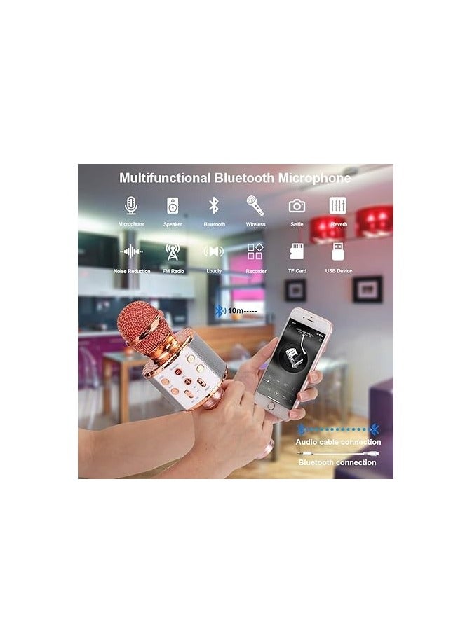 ميكروفون كاريوكي لاسلكي من مادون، مكبر صوت محمول بالبلوتوث، مشغل حفلات منزلية، هدية عيد الميلاد للأطفال (وردي) - Image 4
