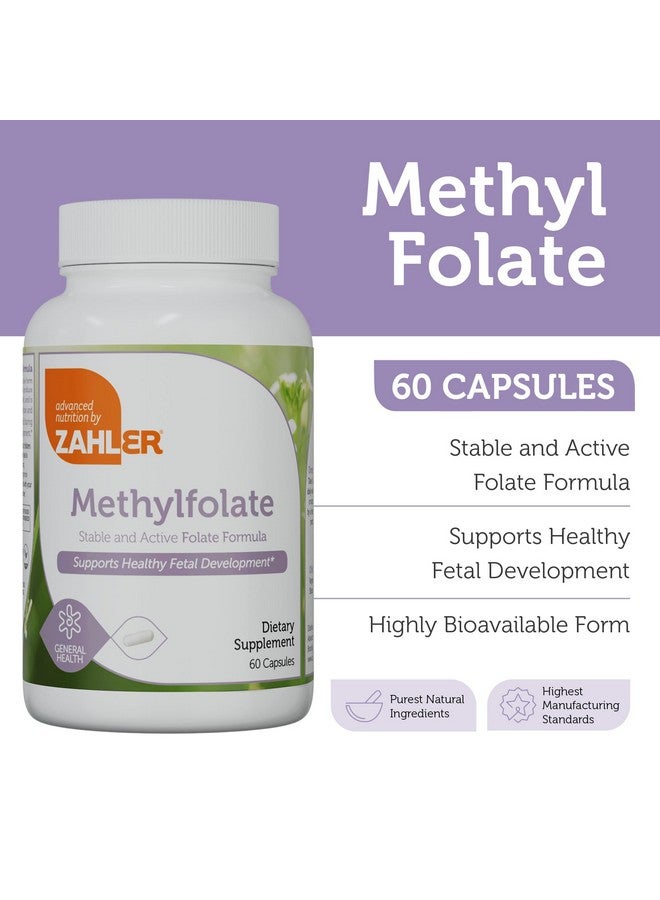 Zahler Methylfolate - Supports Healthy Fetal Development and Genetic Health - Methylated Folic Acid from 1000 mcg DFE L-Methylfolate - Kosher Non GMO Methyl Folate Supplement for Women (60 Capsules) - Image 1