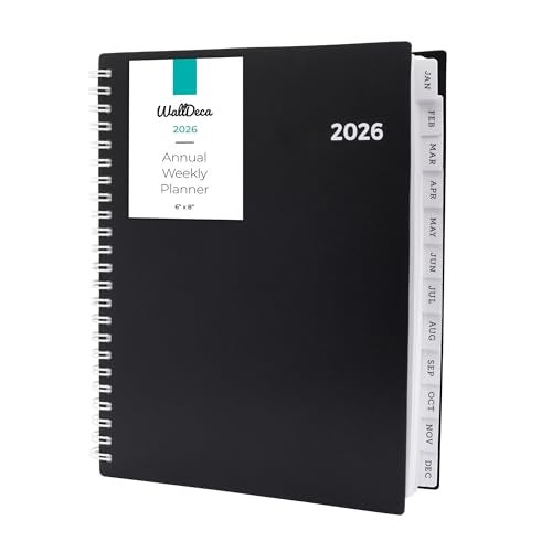 WallDeca 2026 Planner, Agenda Planner With Weekly And Monthly View, Daily Agenda Book And Yearly Planners Calendar Book, Spiral Bound With Tabs, Notes, Goals And Holidays (8 x 6 in) - Image 1