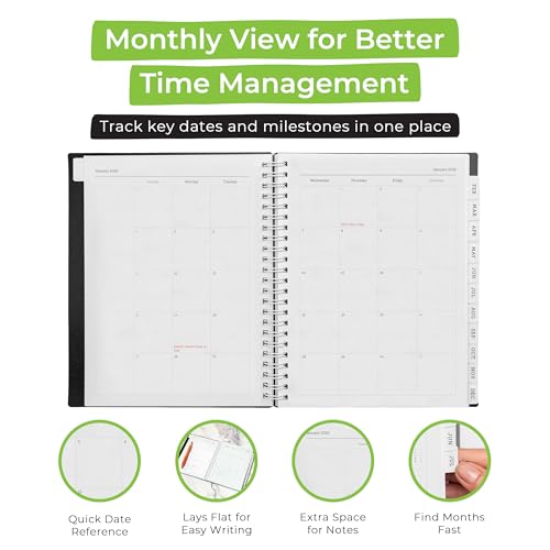 WallDeca 2026 Planner, Agenda Planner With Weekly And Monthly View, Daily Agenda Book And Yearly Planners Calendar Book, Spiral Bound With Tabs, Notes, Goals And Holidays (8 x 6 in) - Image 4
