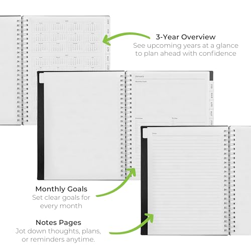 WallDeca 2026 Planner, Agenda Planner With Weekly And Monthly View, Daily Agenda Book And Yearly Planners Calendar Book, Spiral Bound With Tabs, Notes, Goals And Holidays (8 x 6 in) - Image 3