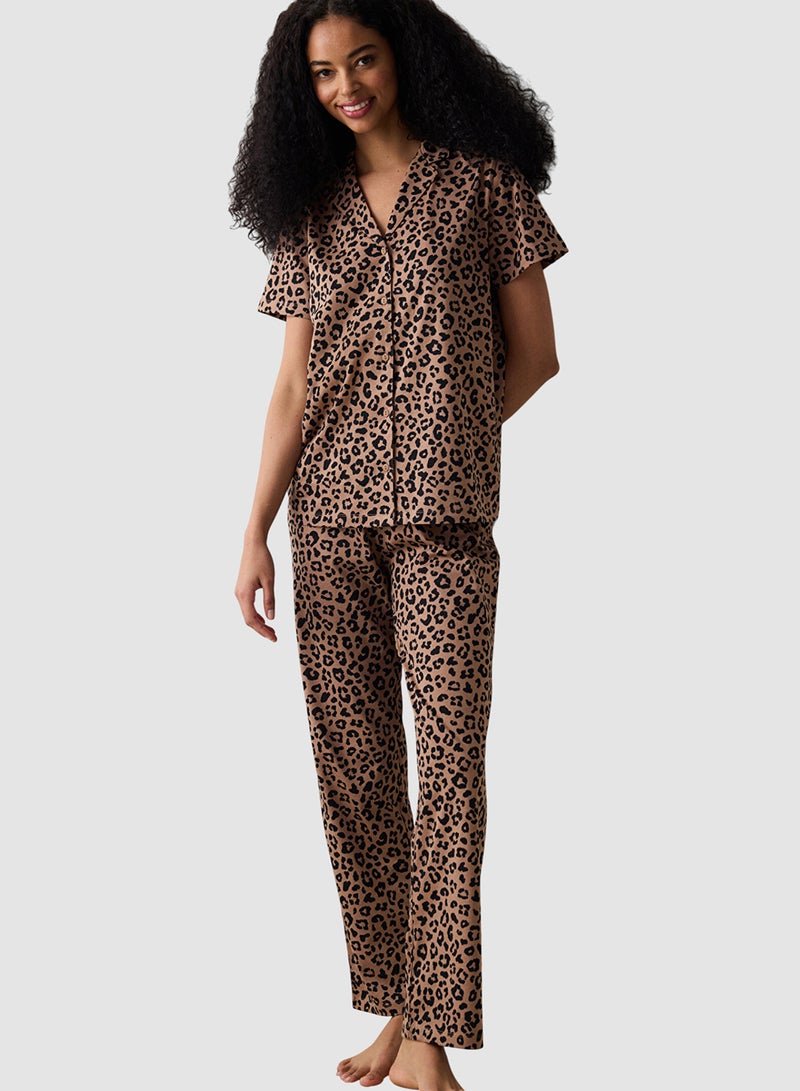 Penti Ent Aria Cotton Leopard Print Pyjamas Set - Image 1