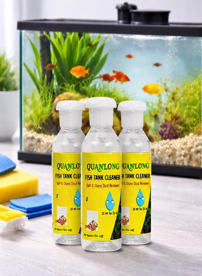 VAYINATO Quanlong (Pack of 3 * 100ml) Fish Tank Cleaner | Salt & Stone Dust Remover for Aquarium Glass | Hard Water & White Stain Cleaner | Aquarium Use Only | Easy Apply-Rub-Wash Formula - Image 1