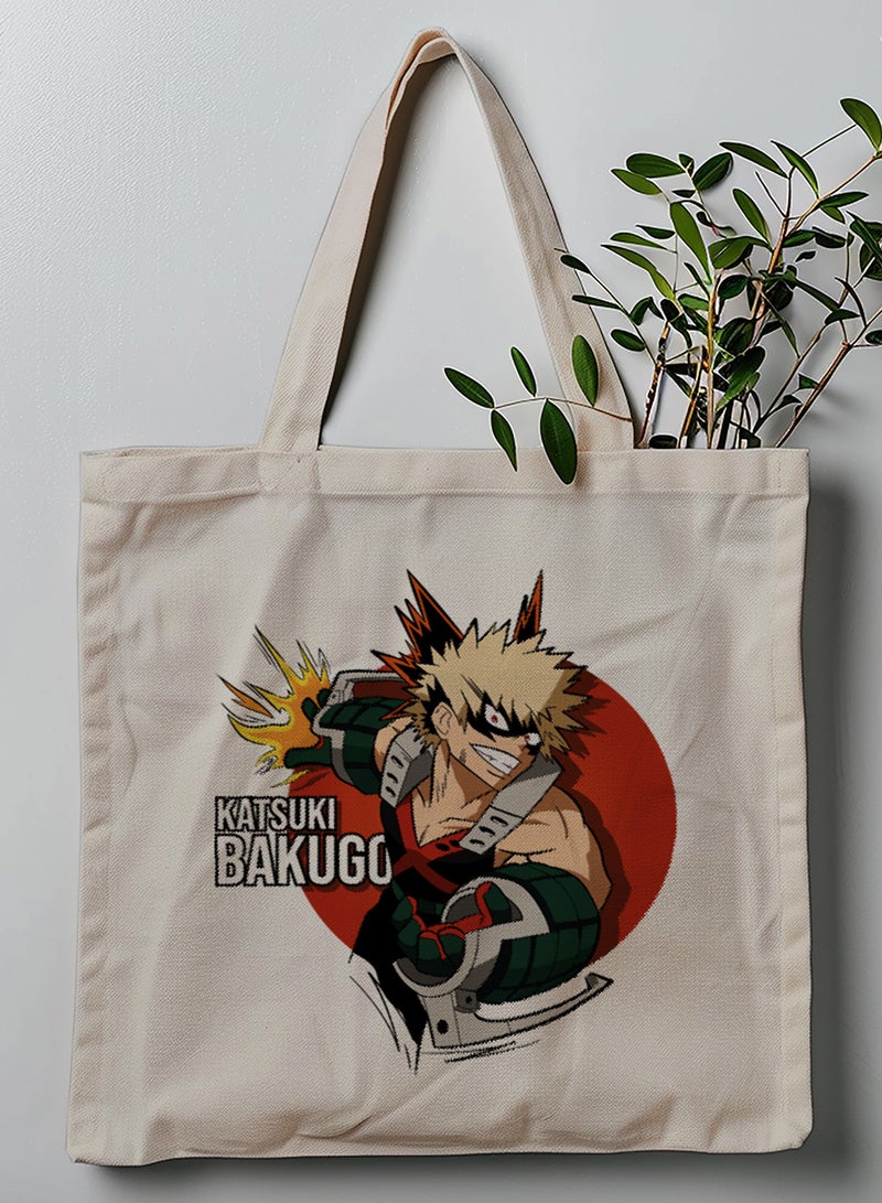LOWHA Polyester Tote Bag with Shoulder Straps and Bakugo Anime Pattern  - Image 1