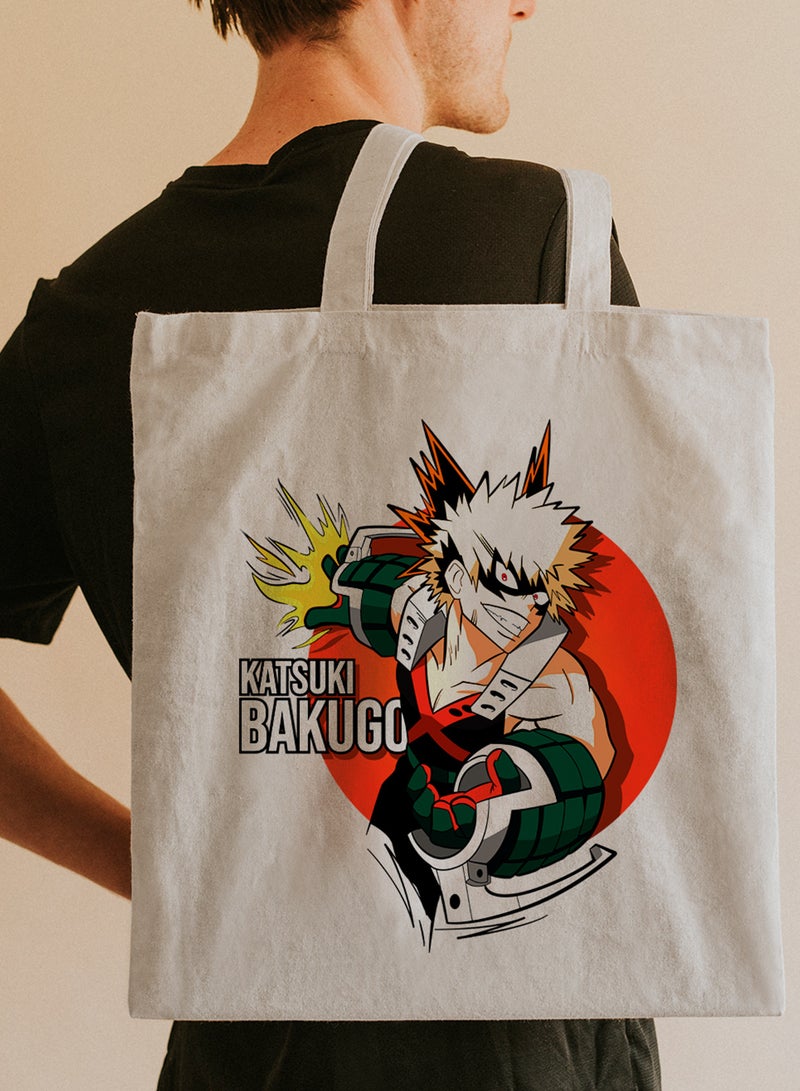LOWHA Polyester Tote Bag with Shoulder Straps and Bakugo Anime Pattern  - Image 2