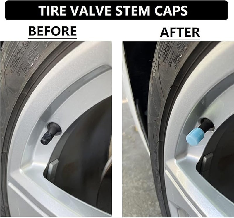 أغطية ساق صمام الإطارات المتوهجة باللون الأزرق في الظلام 12 قطعة عالمية للسيارات وسيارات الدفع الرباعي والدراجات النارية - Image 5