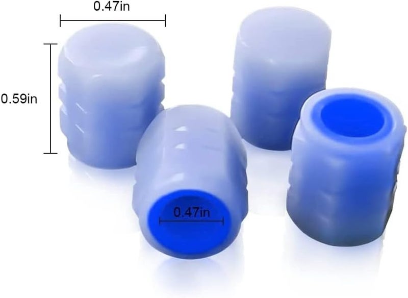 أغطية ساق صمام الإطارات المتوهجة باللون الأزرق في الظلام 12 قطعة عالمية للسيارات وسيارات الدفع الرباعي والدراجات النارية - Image 3