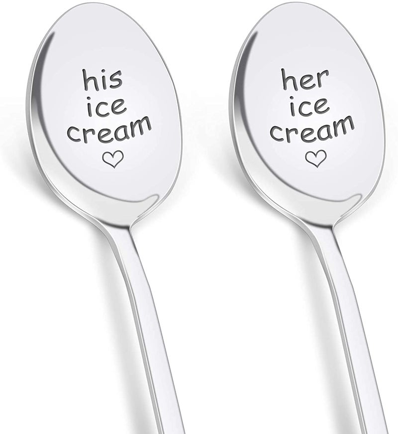 PRSTENLY Wedding Gifts for Couples 2025 2 Pcs His and Hers Ice Cream Spoon Anniversary Engagement Gifts for Couple Him Her Boyfriend Girlfriend Graduation Christmas Birthday