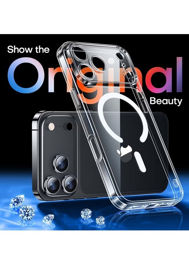 Happy D for iPhone 17 Pro Max Magnetic Case [Full Camera Protection][Compatible with Magsafe][Anti-Yellowing][Mil-Grade Protection] Shockproof Transparent Phone Case for iPhone 17 Pro Max (Clear) - Image 3