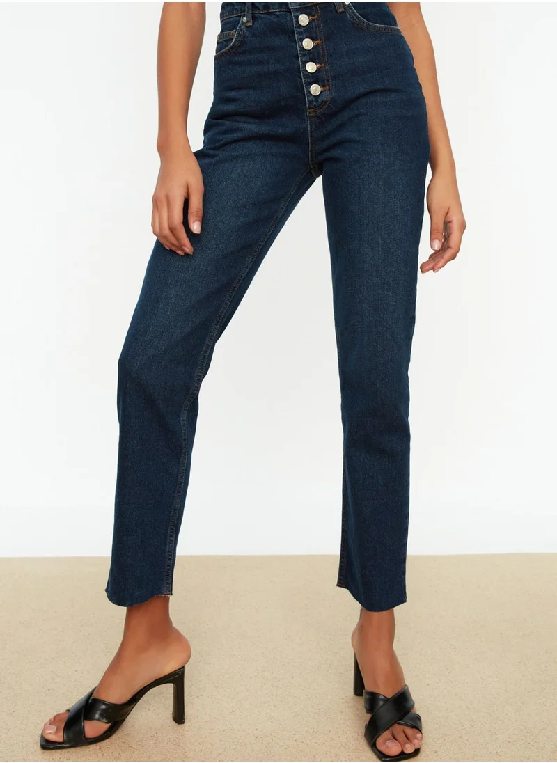 trendyol High Waist Button Detail Jeans