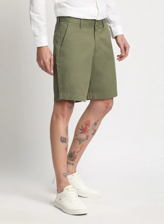 THE BEAR HOUSE The Bear House Casual Cotton Shorts for Men – Soft, Stylish, and Versatile with Elastic Waistband and Pockets, Perfect for Everyday Wear in Green