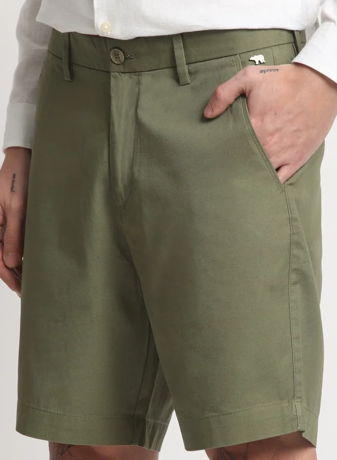 THE BEAR HOUSE The Bear House Casual Cotton Shorts for Men – Soft, Stylish, and Versatile with Elastic Waistband and Pockets, Perfect for Everyday Wear in Green