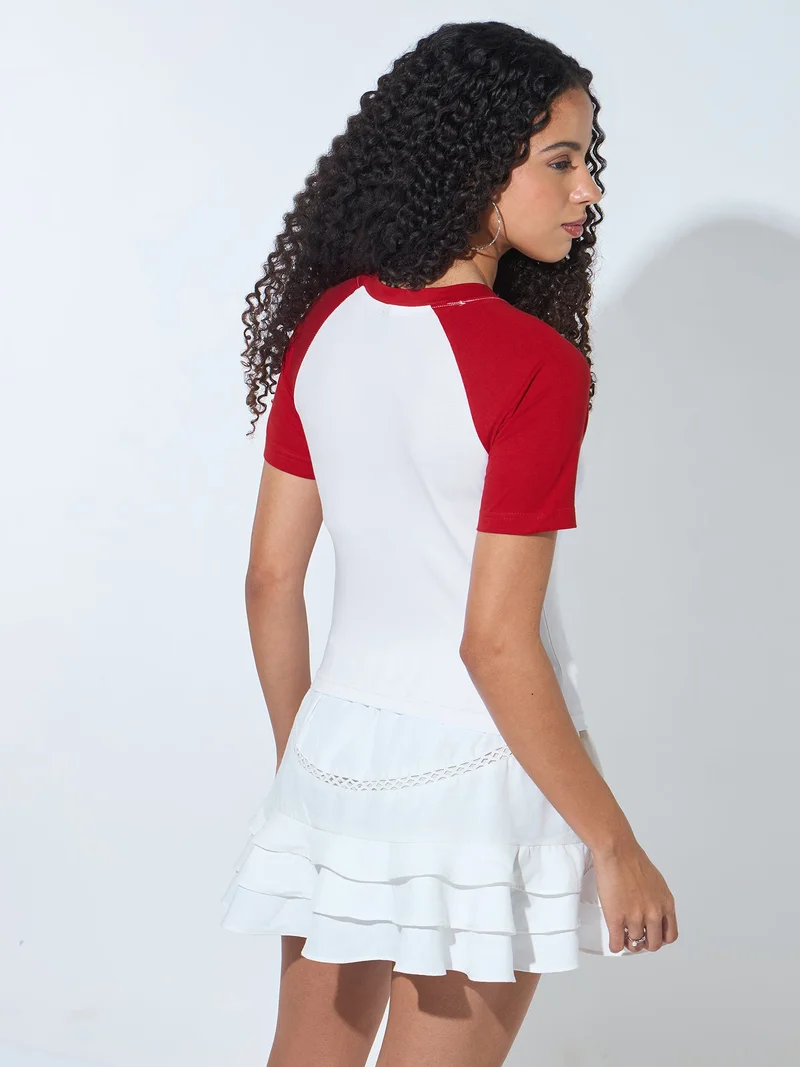 OUTZIDR  White Crew Neck Graphic Tshirt for Women | Best Price UAE