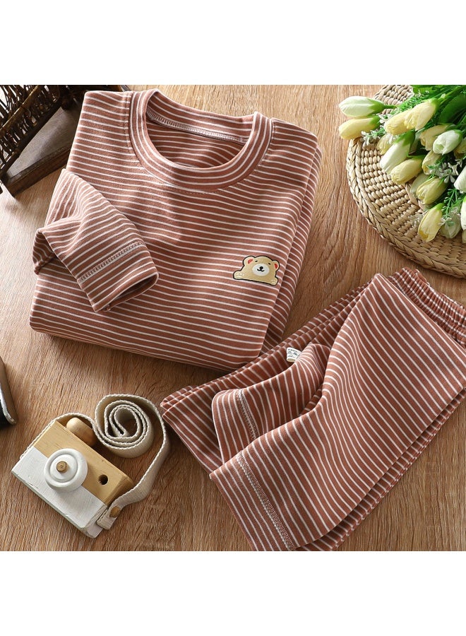 Children's Velvet Suit Warm Fall/winter Pajamas Large Children's Base Thickened Men's And Women's Treasure Home Autumn Clothes And Pants