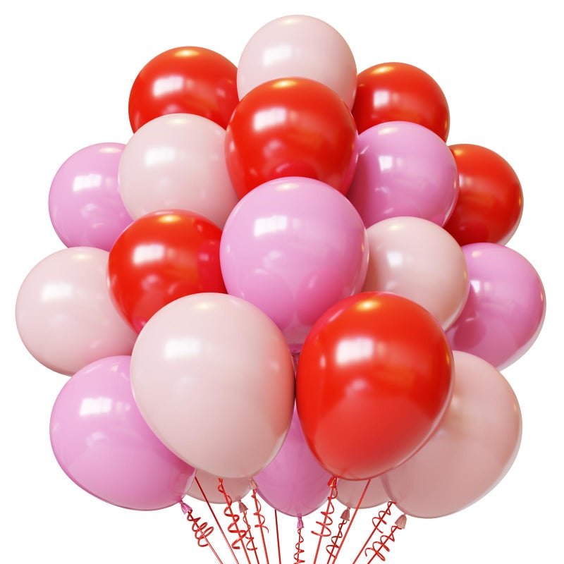 YMSZ Red and Pink Balloons 50pcs 12 inch Red and Pink Balloons for Valentines Theme Party Supplies Wedding Birthday Party Decorations - Image 3