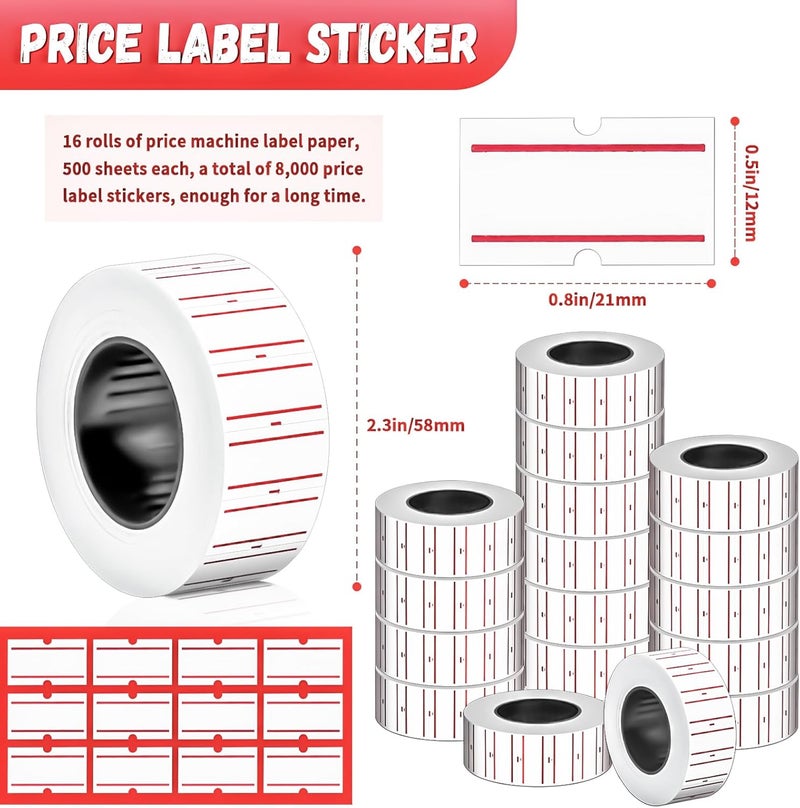 MotBach 8000Pcs 10Rolls Price Stickers Price Tags Labels for Mx-5500 Labeller, White Price Gun Labels Stickers Tags White Pricemarker Machine Sticker Label tag - Image 2