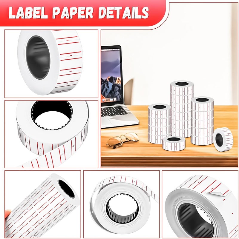MotBach 8000Pcs 10Rolls Price Stickers Price Tags Labels for Mx-5500 Labeller, White Price Gun Labels Stickers Tags White Pricemarker Machine Sticker Label tag - Image 3