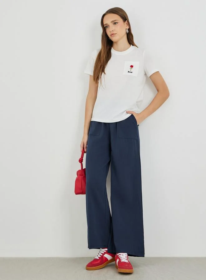 تايك تو Take Two Solid Mid Rise Straight Leg Pants