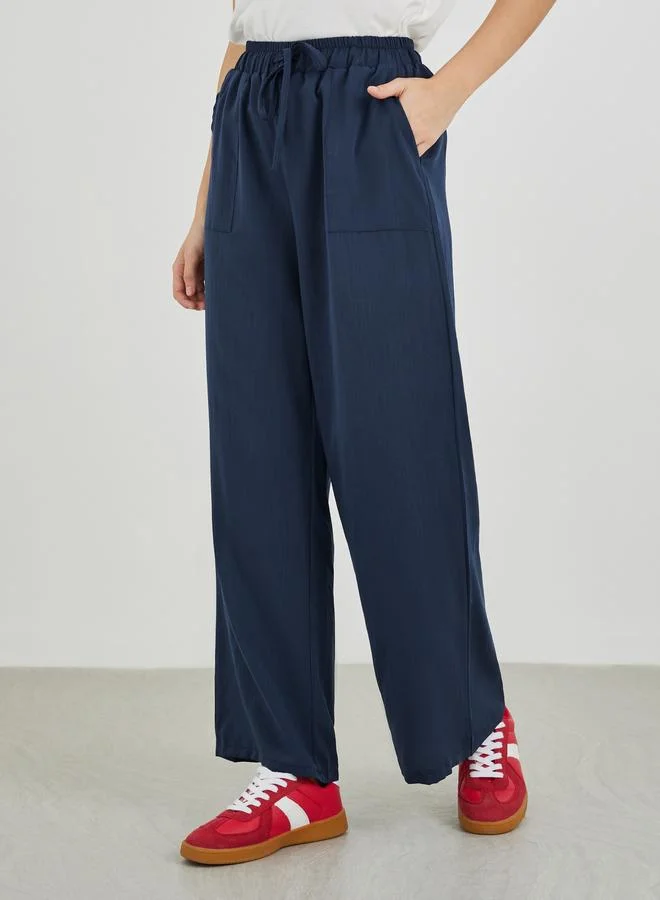 تايك تو Take Two Solid Mid Rise Straight Leg Pants
