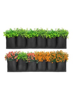 Generic 2 Pcs Hanging Grow Bags with Pockets Horizontal Wall Planter with 20 Zip Ties Hanging Flower Bags Fence Hanging Planters for Outdoor Plants Home Decoration(100*30cm)  - Image 1