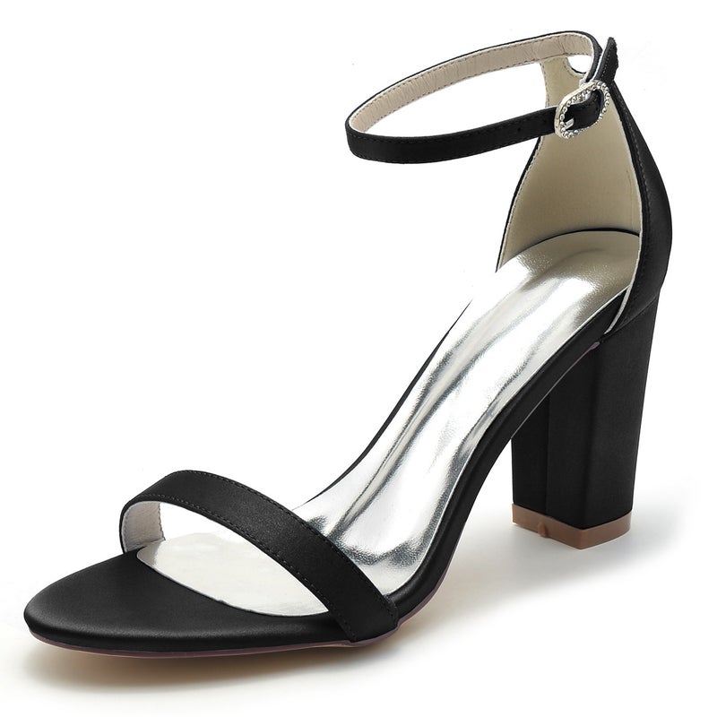 2025 Fashionable Simple Thick Heel One-Line Strap Wedding Sandals Bridal Shoes Bridesmaid Shoes Banquet Shoes 2022-3 - Image 1